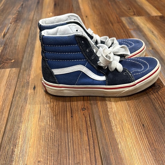 Vans Blue and Gray High-Top Sneakers with Signature Stripe - Picture 3 of 6